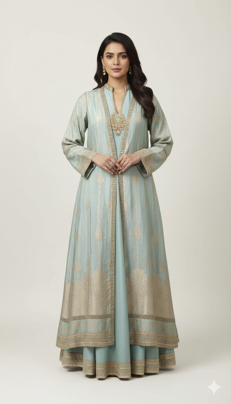 ethnic wear double layered suit ethnic wear double layered suit