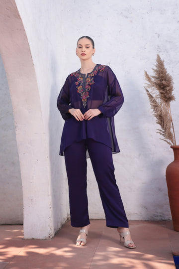 PURPLE 3 PIECE CORD SET (STRAIGHT PANTS)