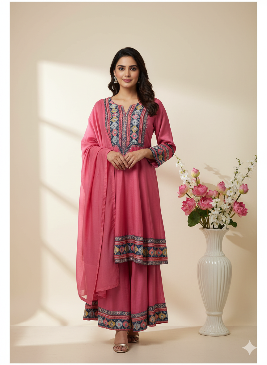 designer suit in mustard or pink