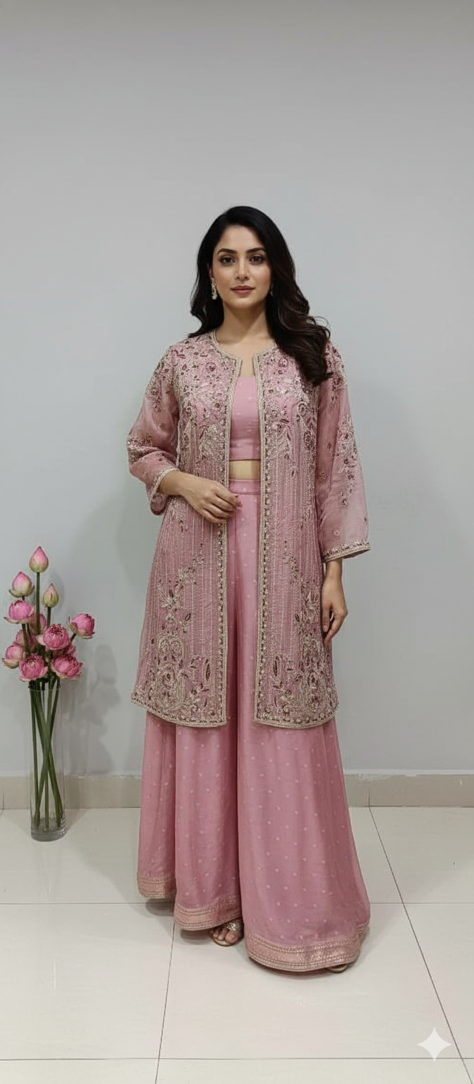 long jacket sharara set