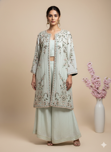 long jacket sharara set