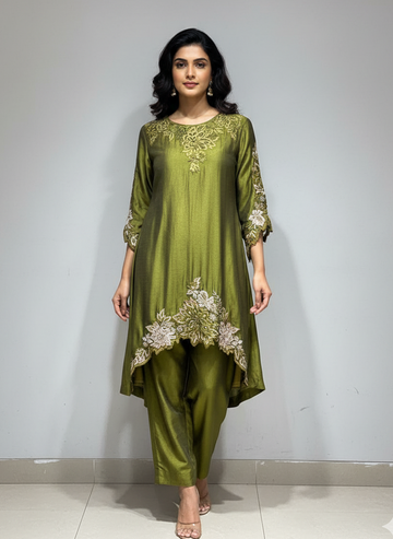 silk 2 piece suit